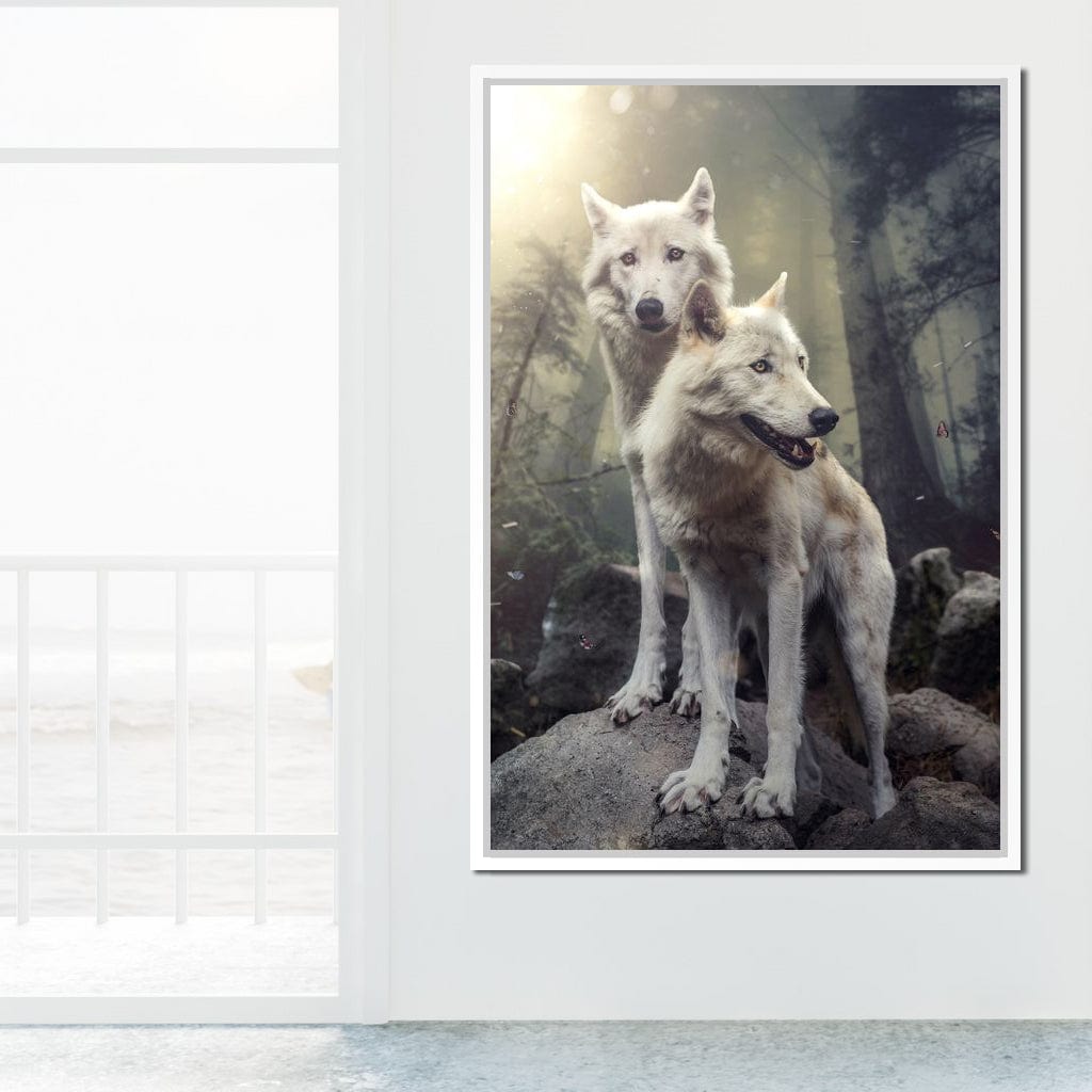 Double Wolves Canvas Wall Art