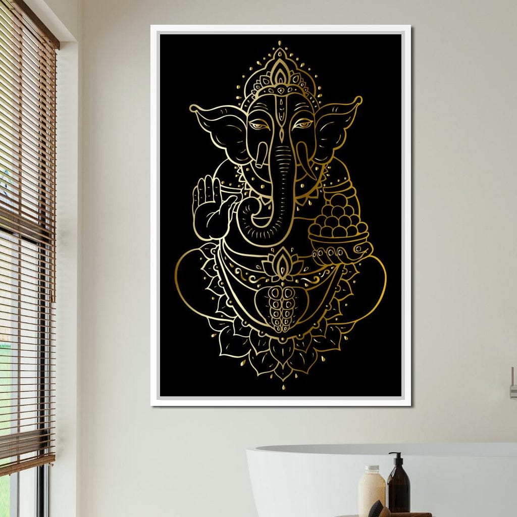 Golden Ganesha Canvas Wall Art