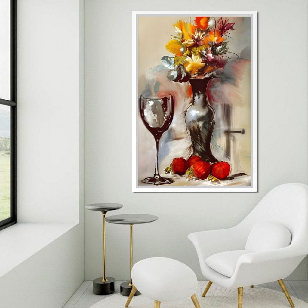 Abstract Wine & Flowers 02 Canvas Wall Art