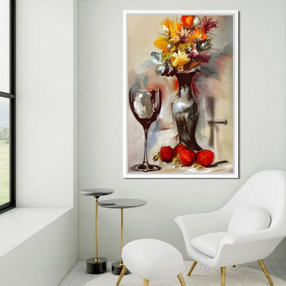 Abstract Wine & Flowers 02 Canvas Wall Art
