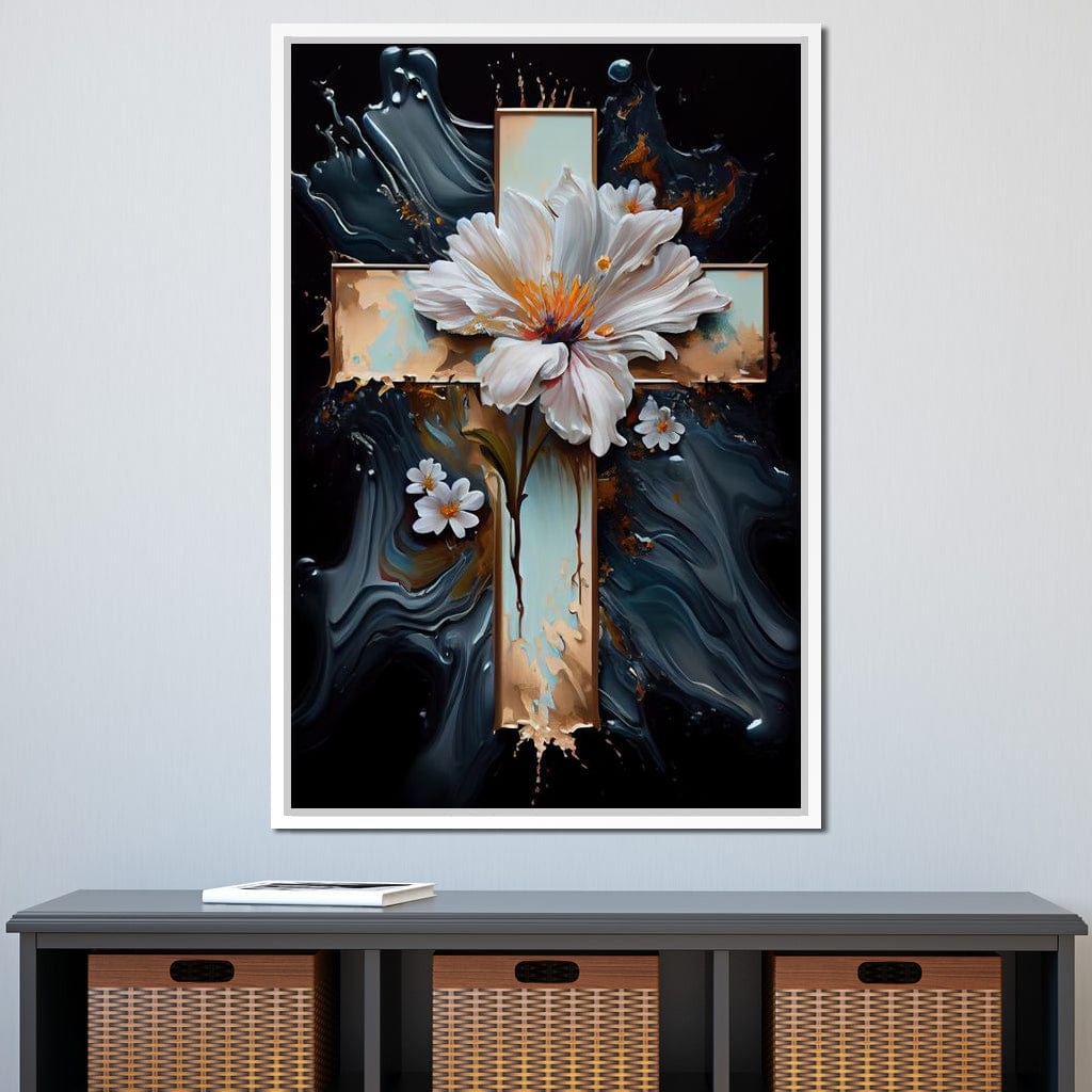 Floral Cross 02 Canvas Wall Art