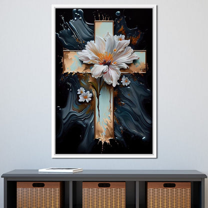 Floral Cross 02 Canvas Wall Art