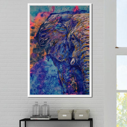 Blue Elephant Canvas Wall Art