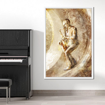 Playing the Saxophone Canvas Wall Art