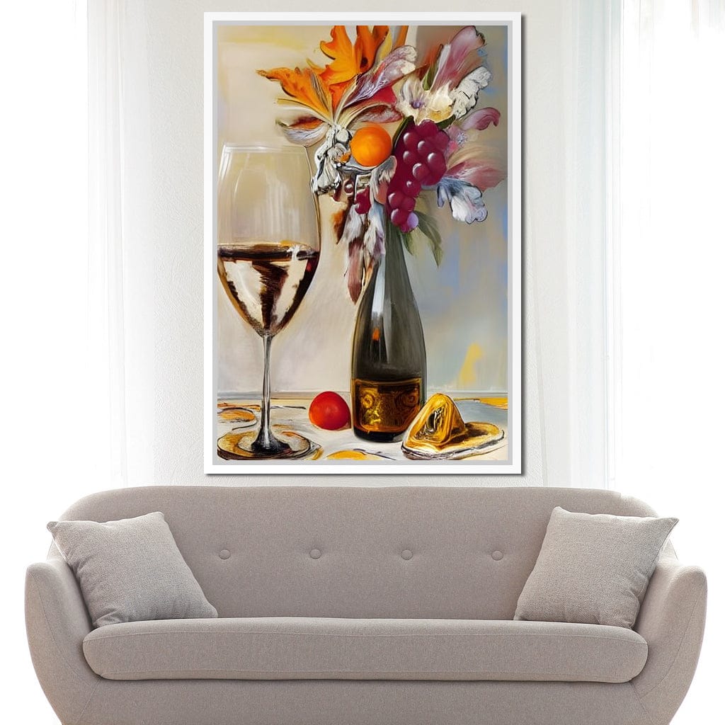 Abstract Wine & Flowers 05 Canvas Wall Art