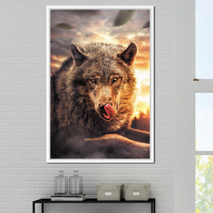 Wolf Sunset Canvas Wall Art