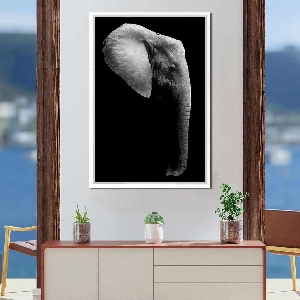 Black and White Elephant Head Canvas Wall Art