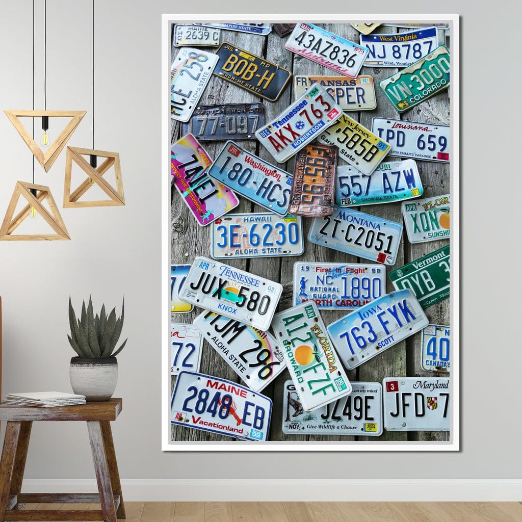 License Plates Canvas Wall Art