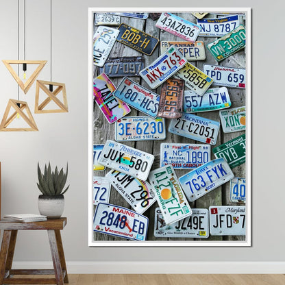 License Plates Canvas Wall Art