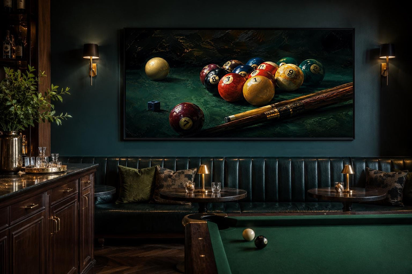 Billiard Balls Canvas Print – Realistic Pool Table Wall Art for Game Room Decor