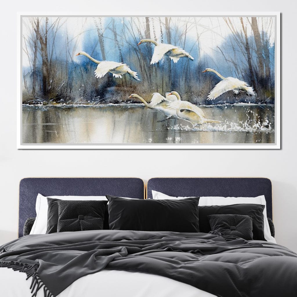 White Swans Canvas Wall Art