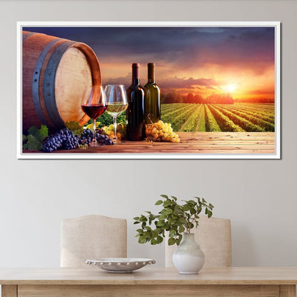 Wine Valley Sunset Canvas Wall Art