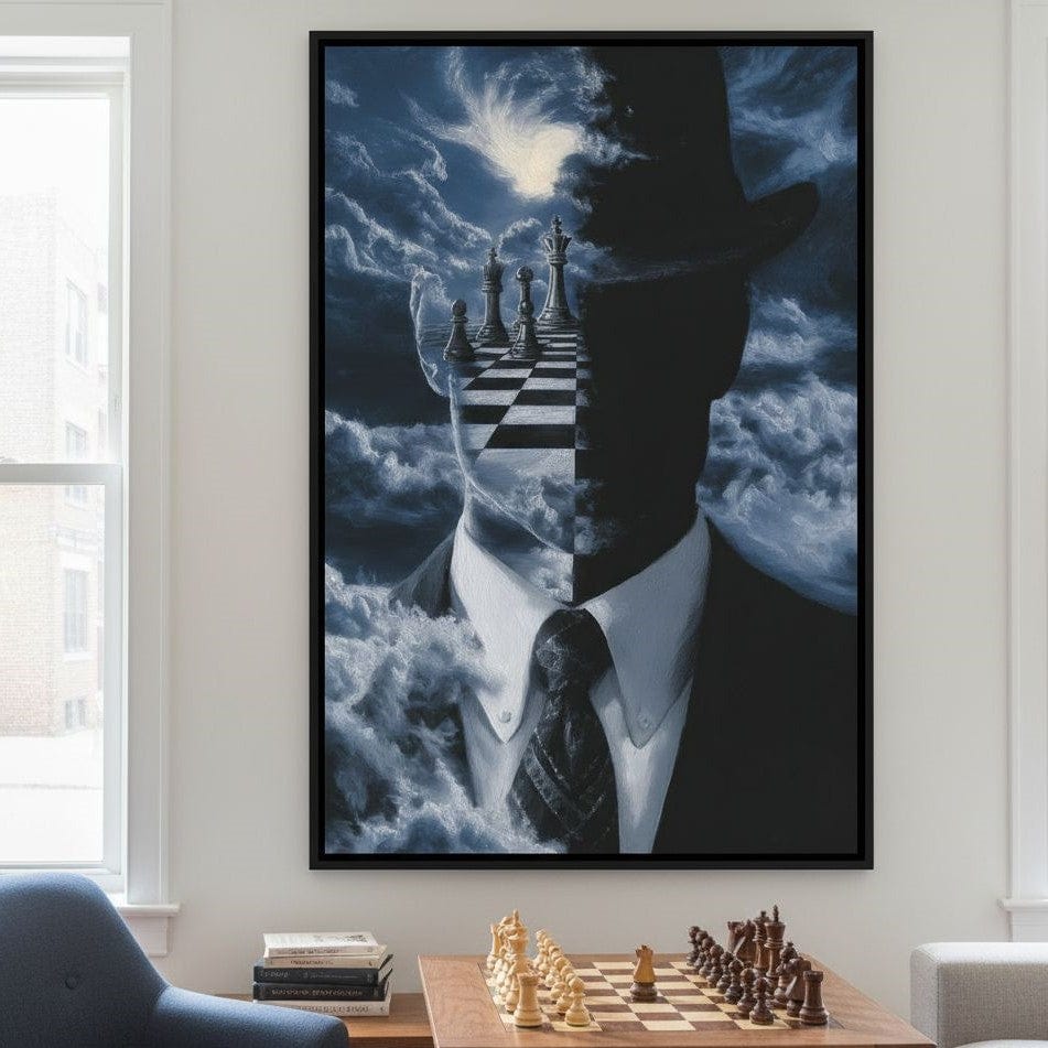 Surreal Chessboard Mind Horizon Canvas Wall Art