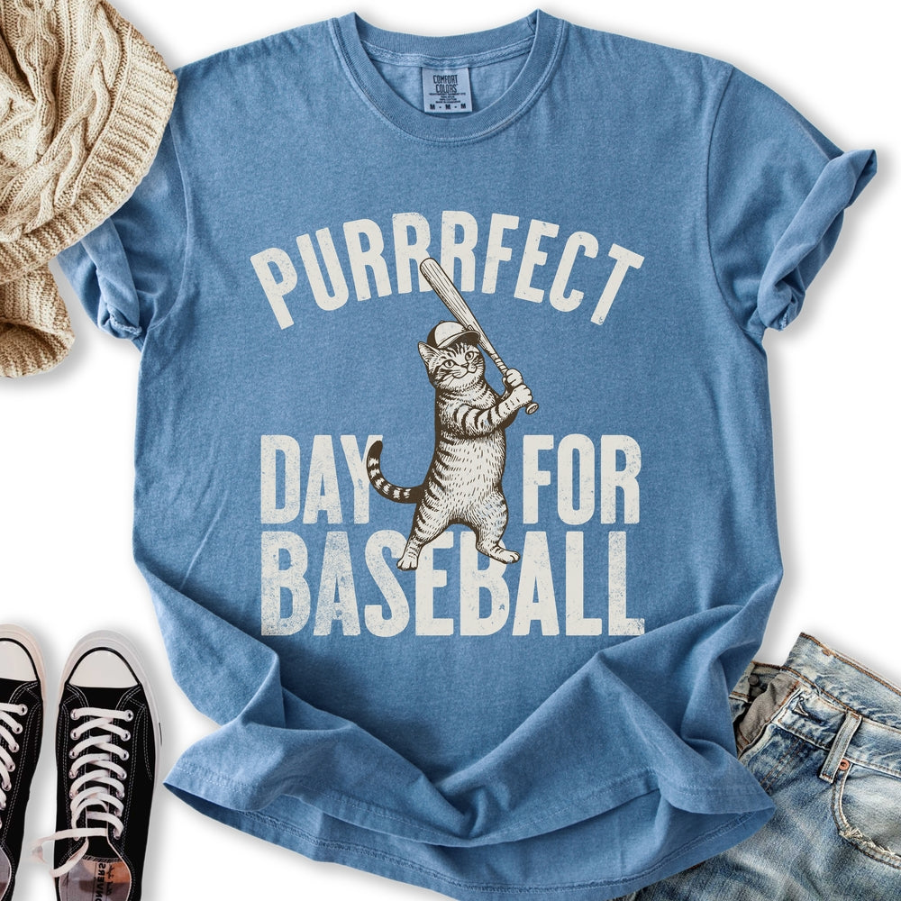 Purrrfect Baseball Cat Relaxed Tee