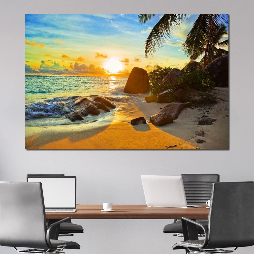 Natural Beach Sunset Canvas Wall Art