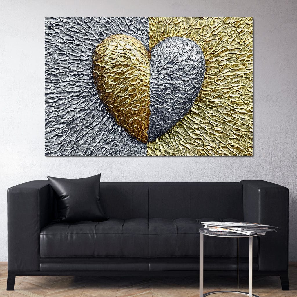 Due Color Heart Canvas Wall Art