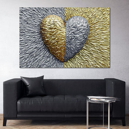 Due Color Heart Canvas Wall Art