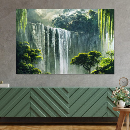 Waterfall in the Jungle Canvas Wall Art