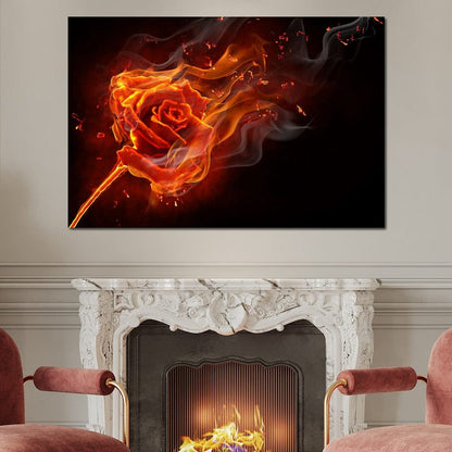 Rose on Fire Canvas Wall Art
