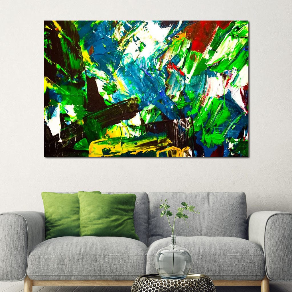 Abstract Emerald Splash Canvas Wall Art