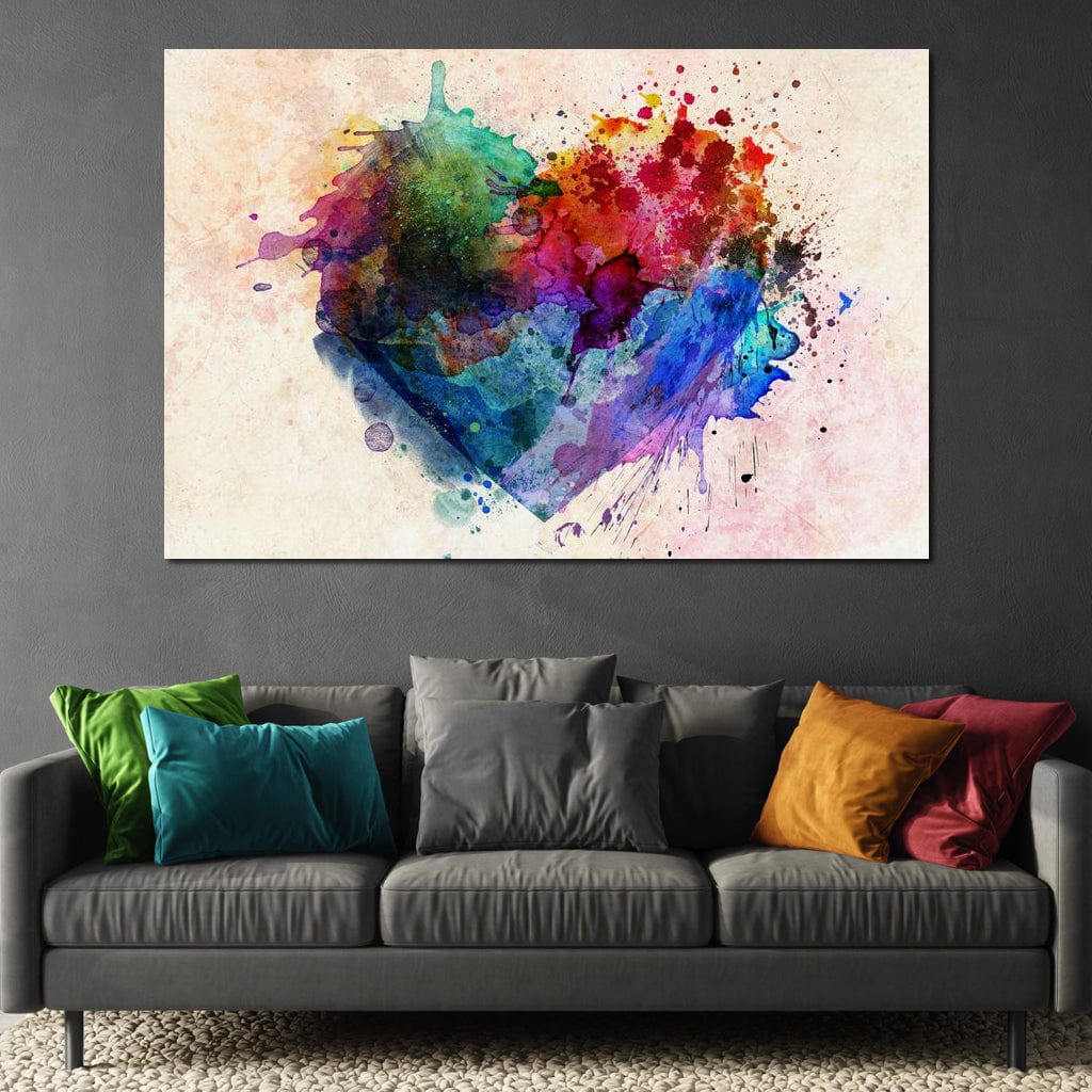 Heart Splash Canvas Wall Art