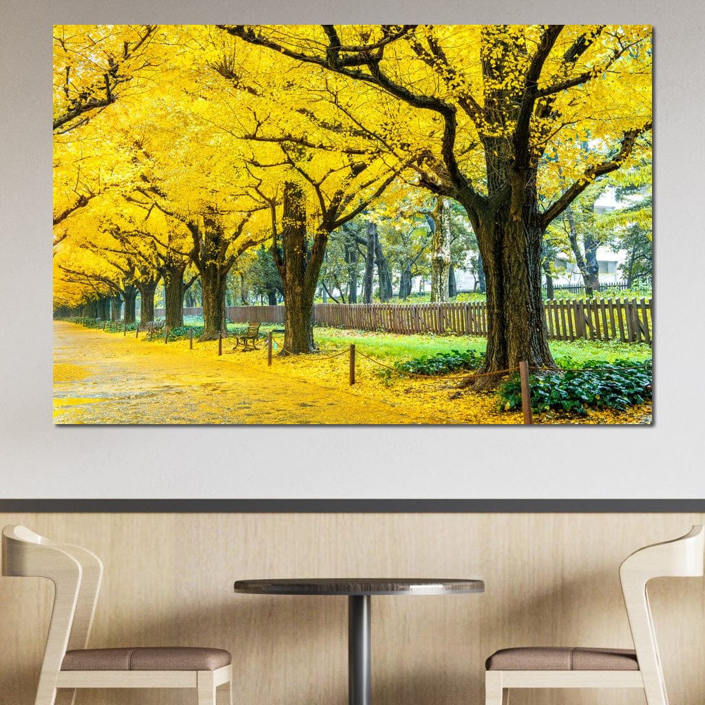 Yellow Ginkgo Trees Canvas Wall Art