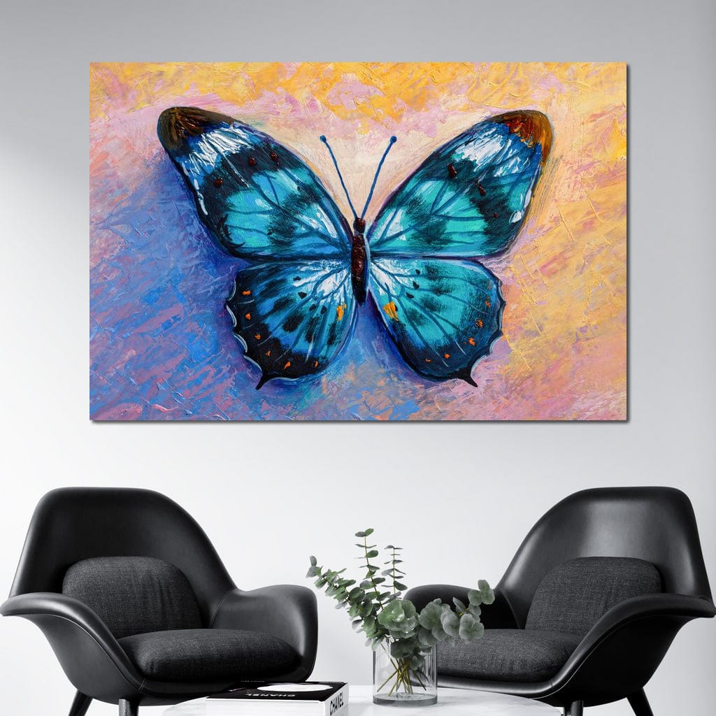 Light Blue Butterfly Canvas Wall Art