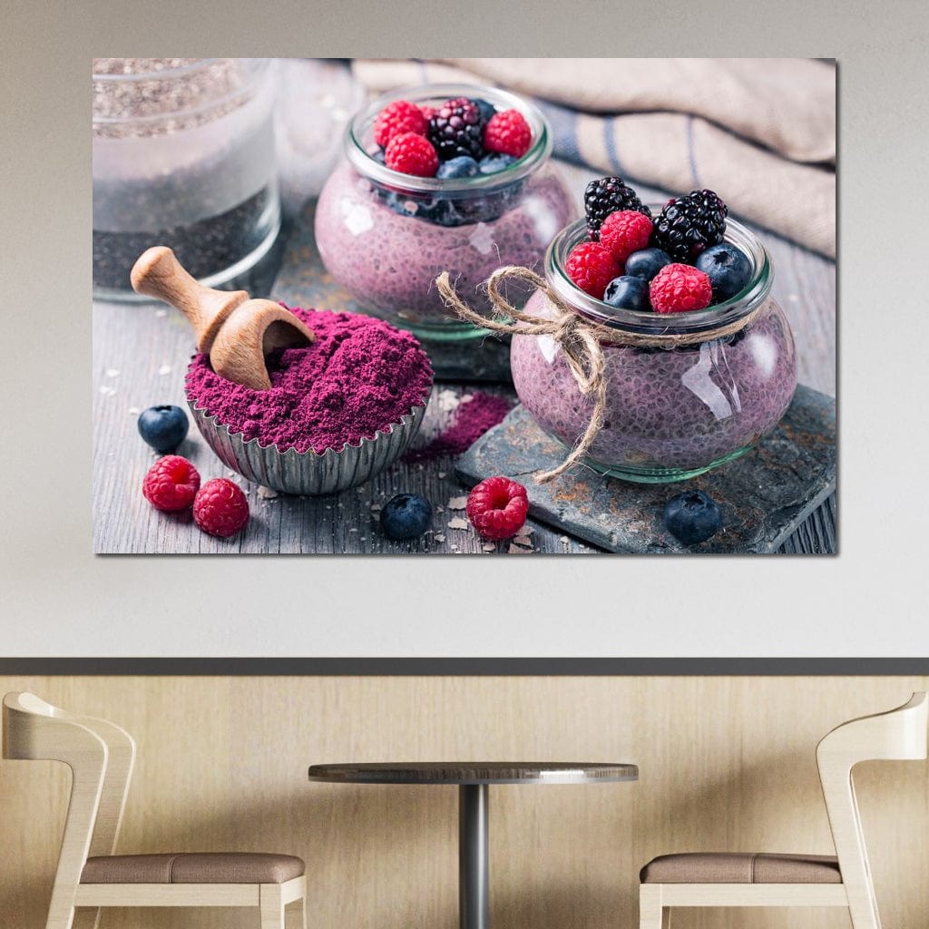 Chia Seeds & Acai Pudding Canvas Wall Art