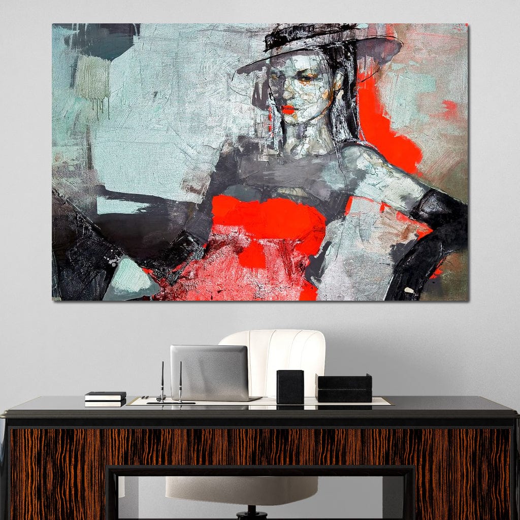 Lady in Red Canvas Wall Art