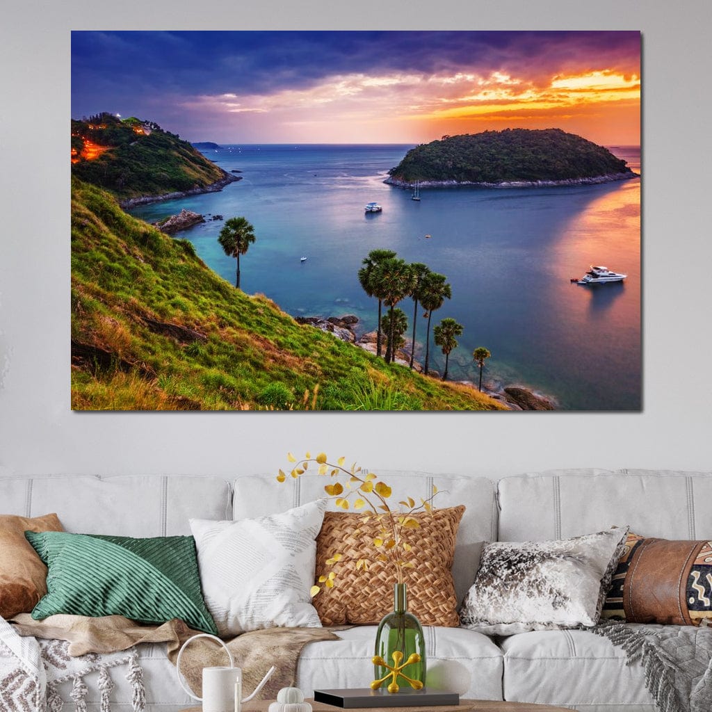 Boats Watching The Sunset Canvas Wall Art