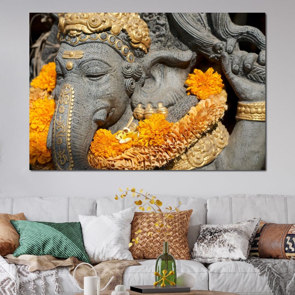 Ganesh Statue In Bali Canvas Wall Art