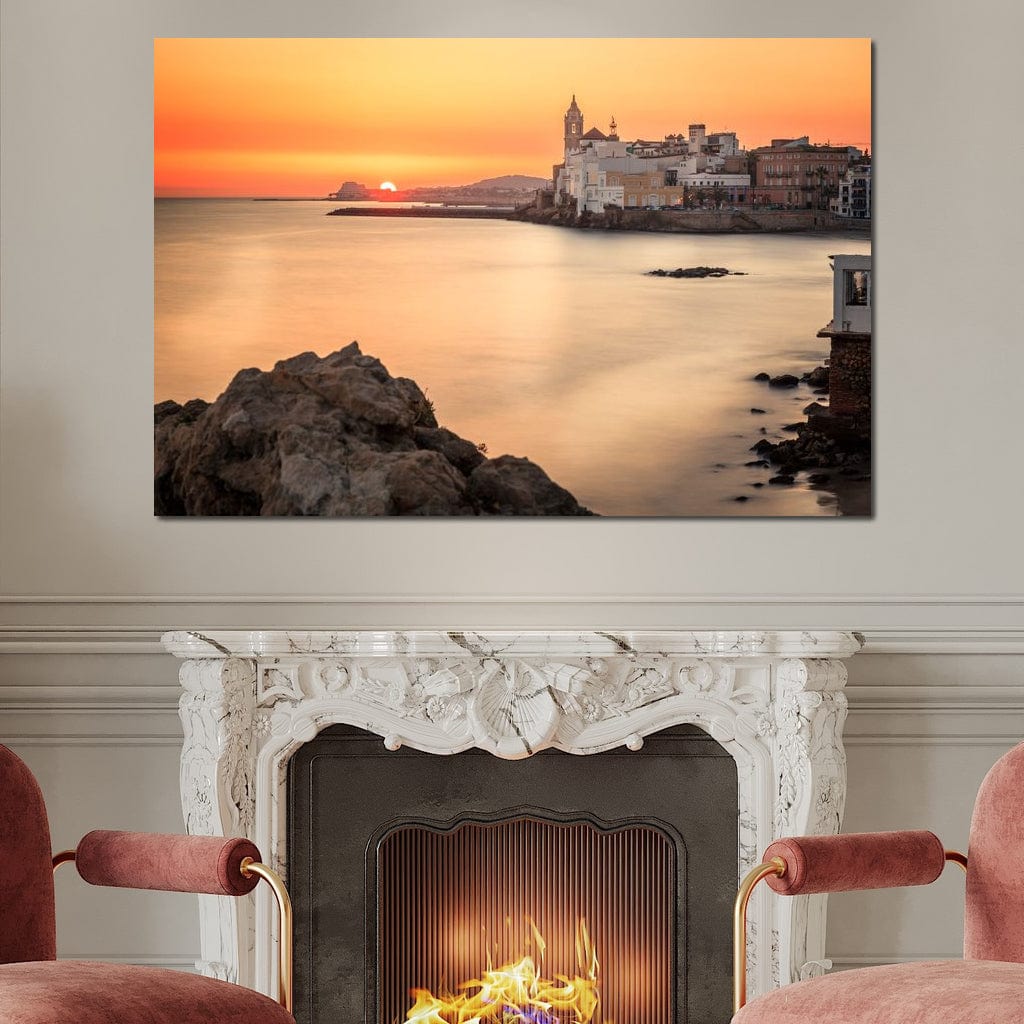 Sunset over Sitges Canvas Wall Art