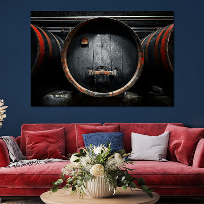 Traditional Wood Barrel Canvas Wall Art