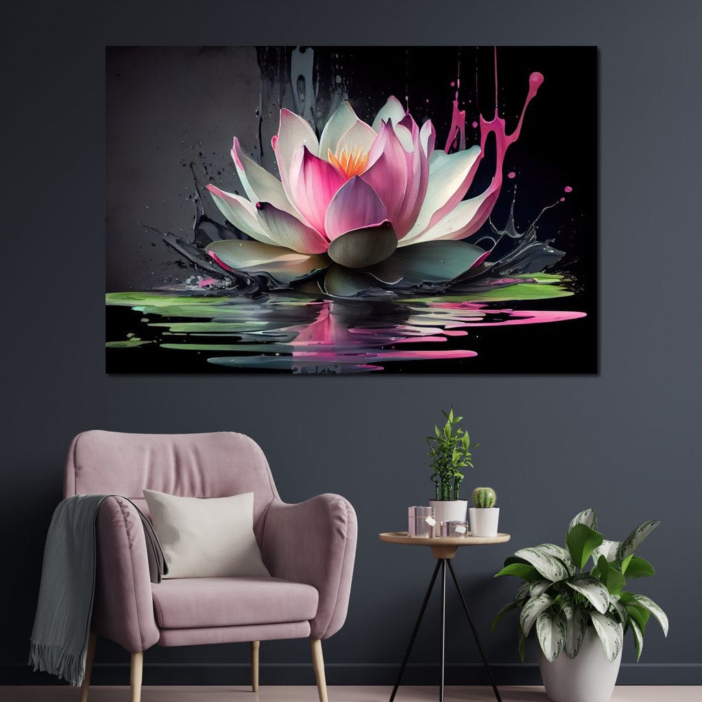 Watercolor Lotus Flower Canvas Wall Art