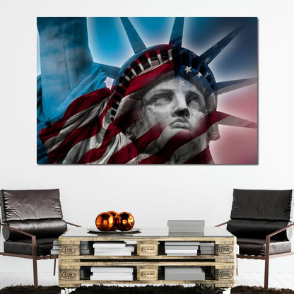 Patriotic Statue of Liberty Canvas Wall Art