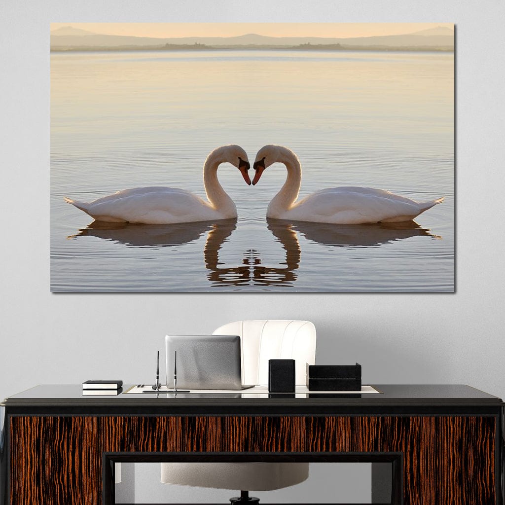 Swans On The Lake Canvas Wall Art