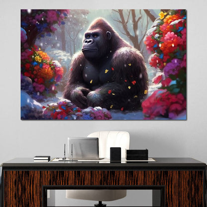 Winter Gorilla Canvas Wall Art