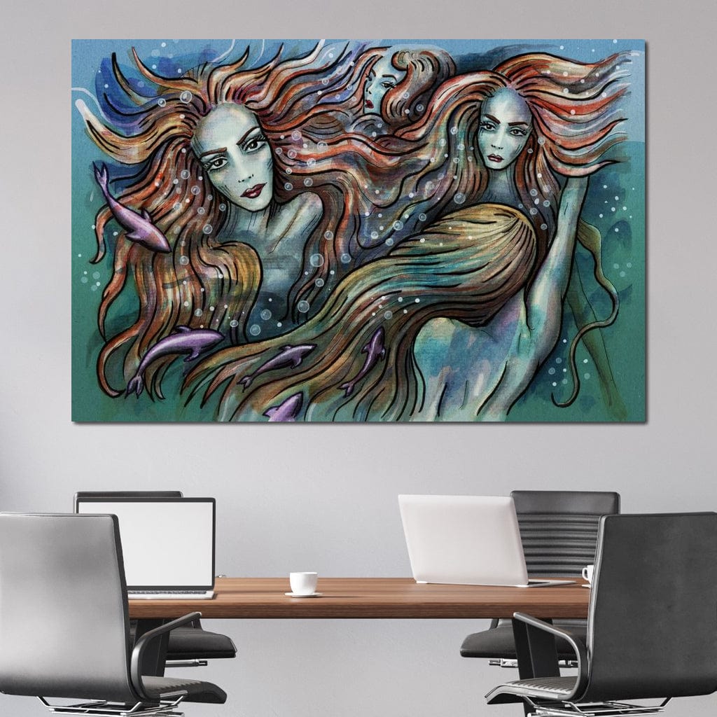 The 4 Mermaids Canvas Wall Art