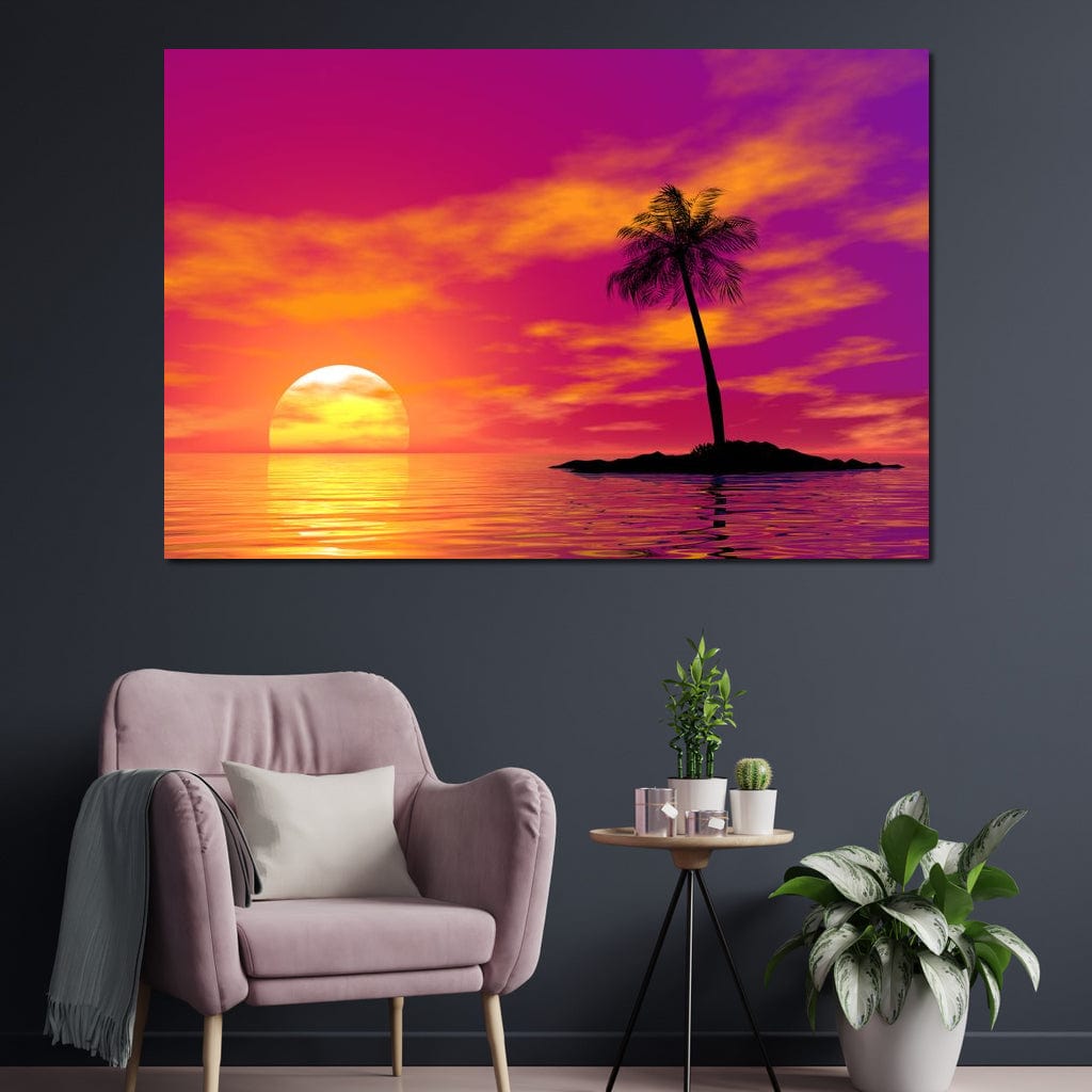 Sunset Island Canvas Wall Art
