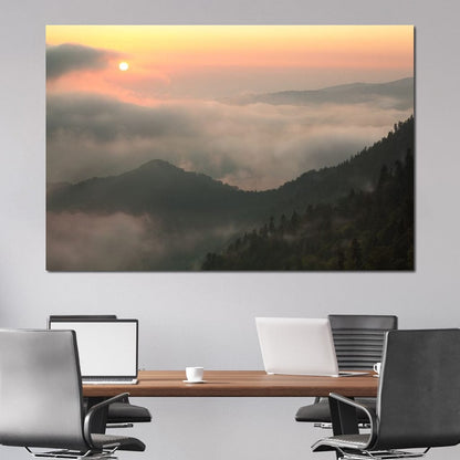 Fog over the Forest Canvas Wall Art