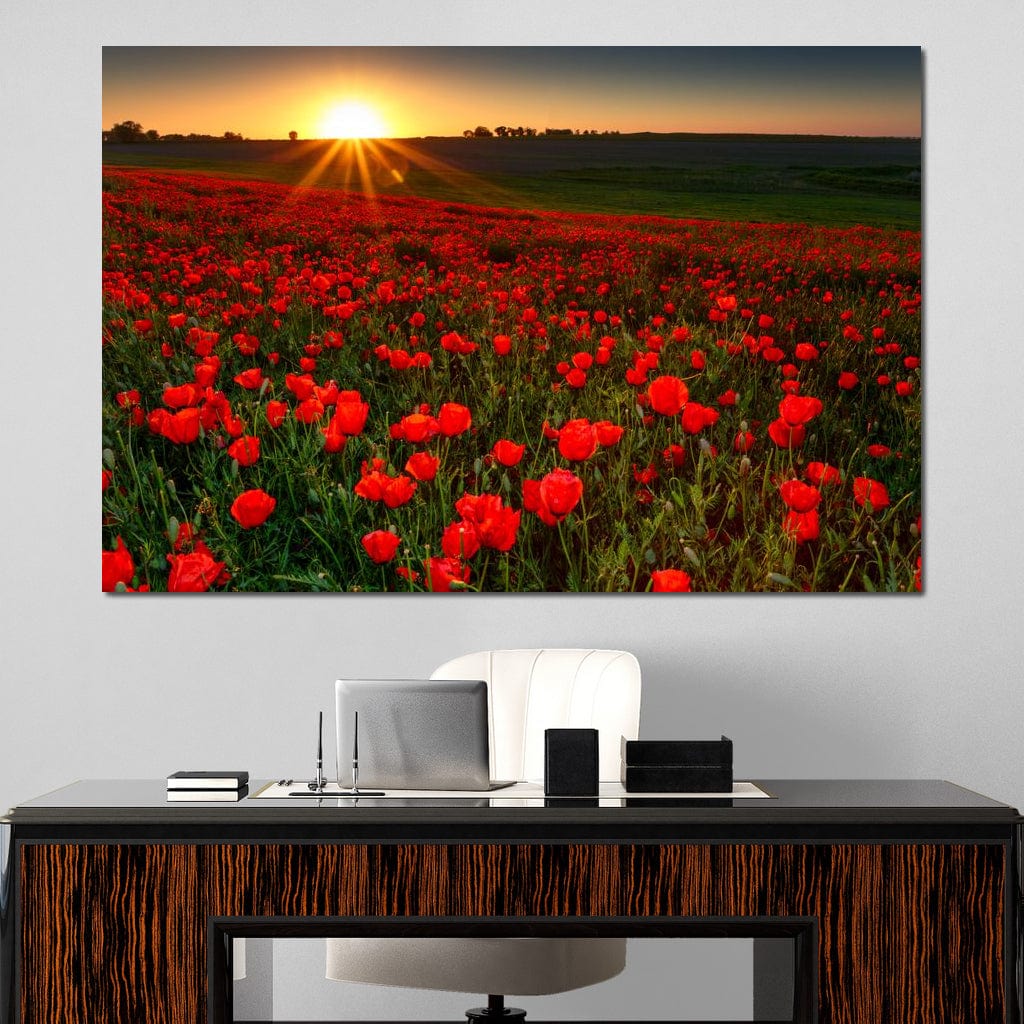 Red Poppies Field Canvas Wall Art