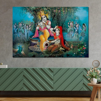 Radha & Krishna Love Tree Canvas Wall Art