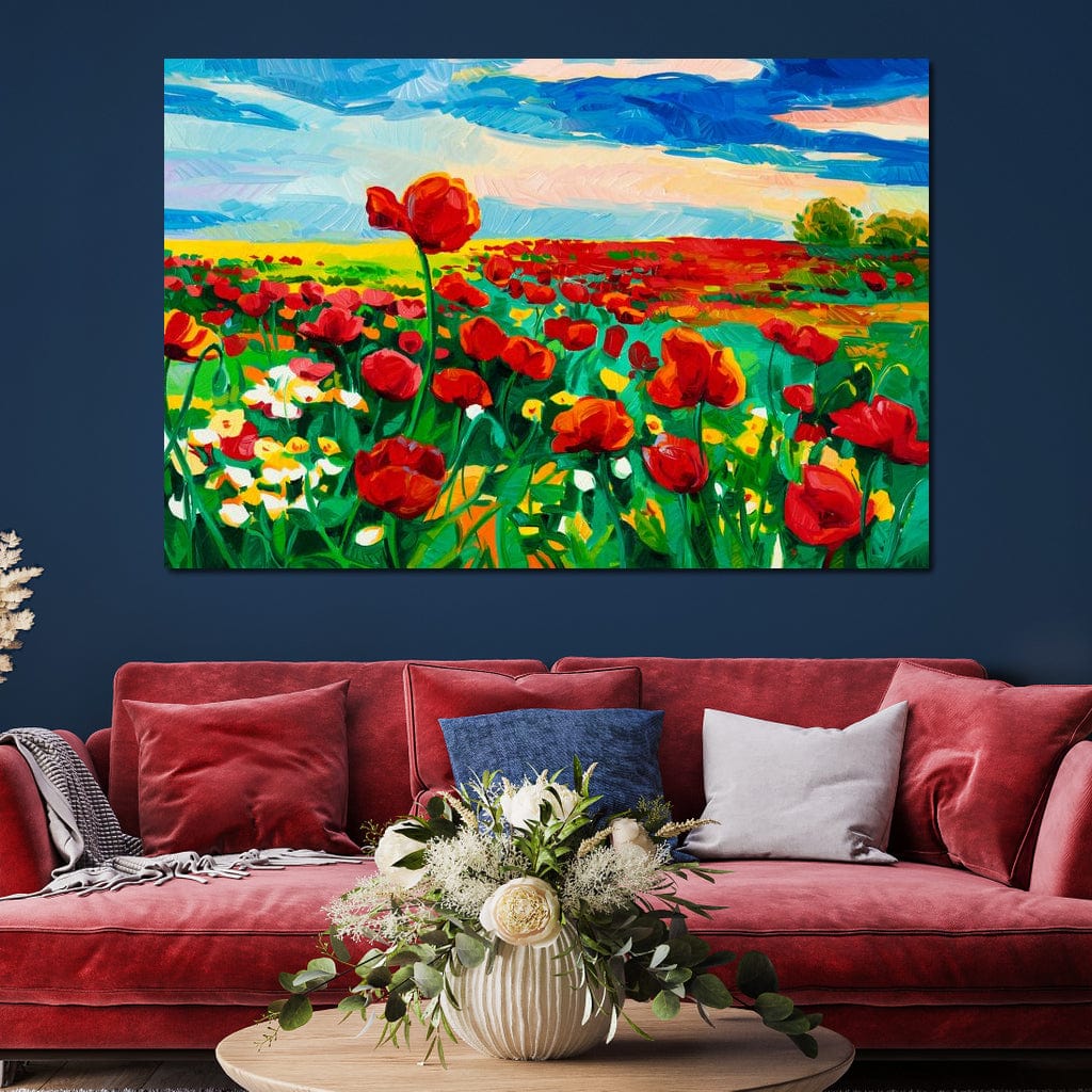 Field of Red Poppies Canvas Wall Art