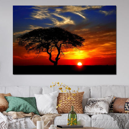 African Landscape Sunset Canvas Wall Art