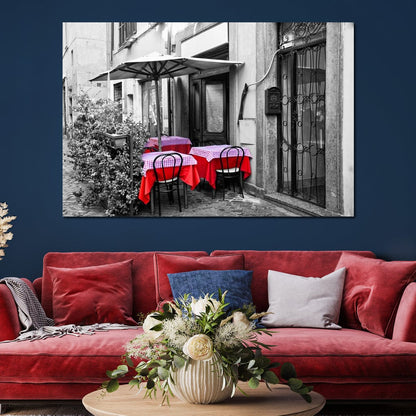 Red Tables In Rome Canvas Wall Art