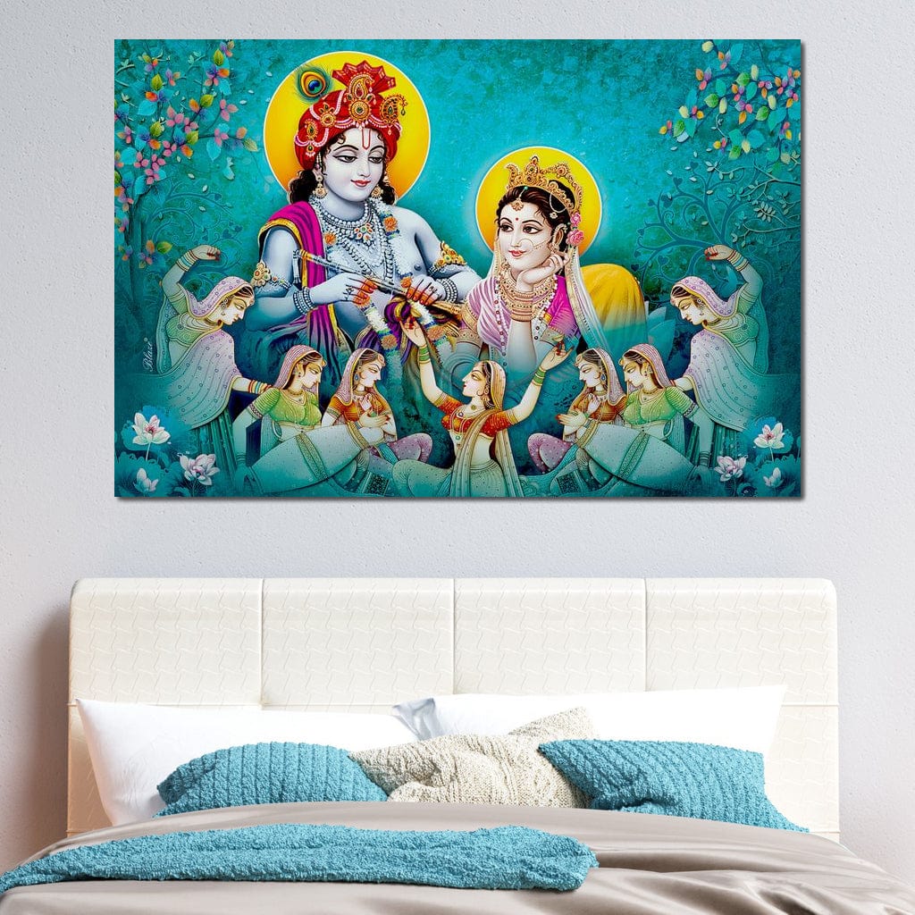Lord Radha & Krishna Love Song Canvas Wall Art