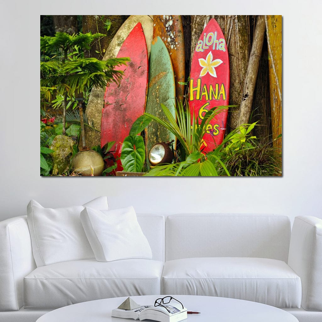 Surfboards in Hawaii Canvas Wall Art