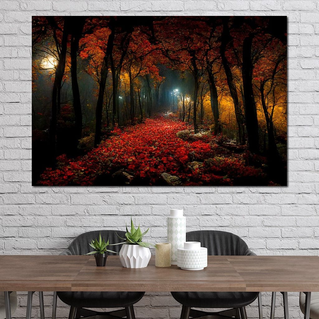 Beautiful Forest at Night Canvas Wall Art