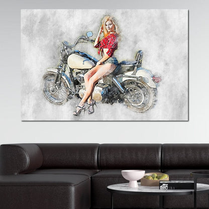 Girl Motorcycle - Mateo Canvas Wall Art