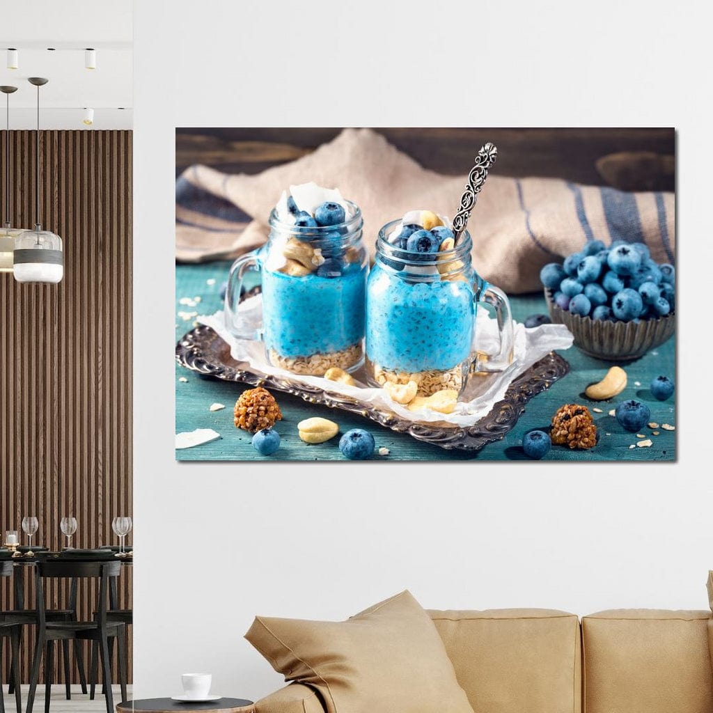 Chia Seeds & Blueberries Pudding Canvas Wall Art